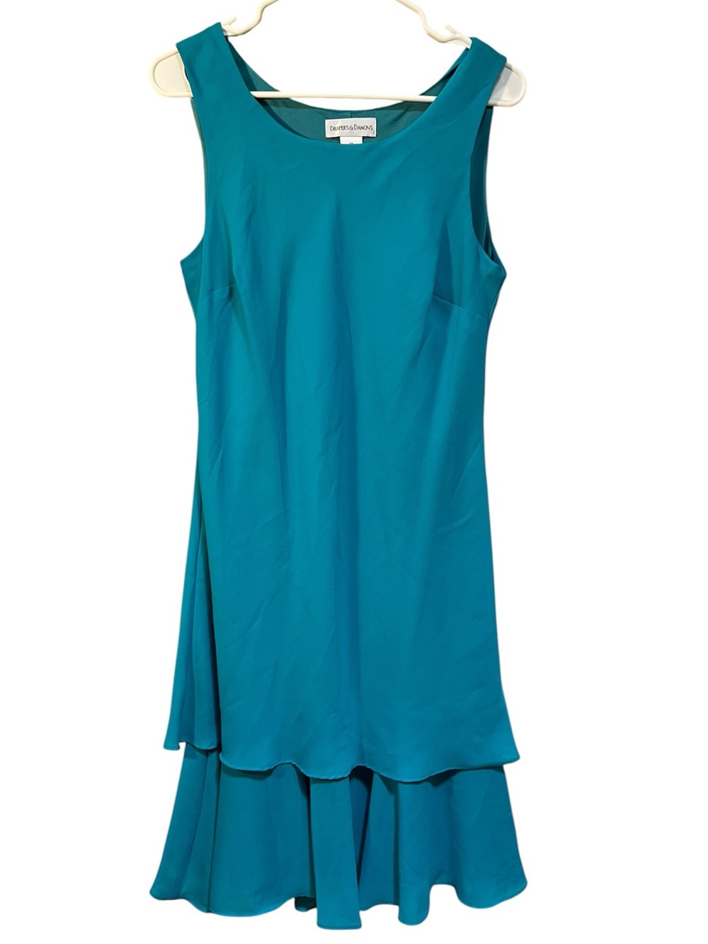 Drapers & Damons Women’s Size Medium Sleeveless Midi Dress Teal Blue Green Scoop